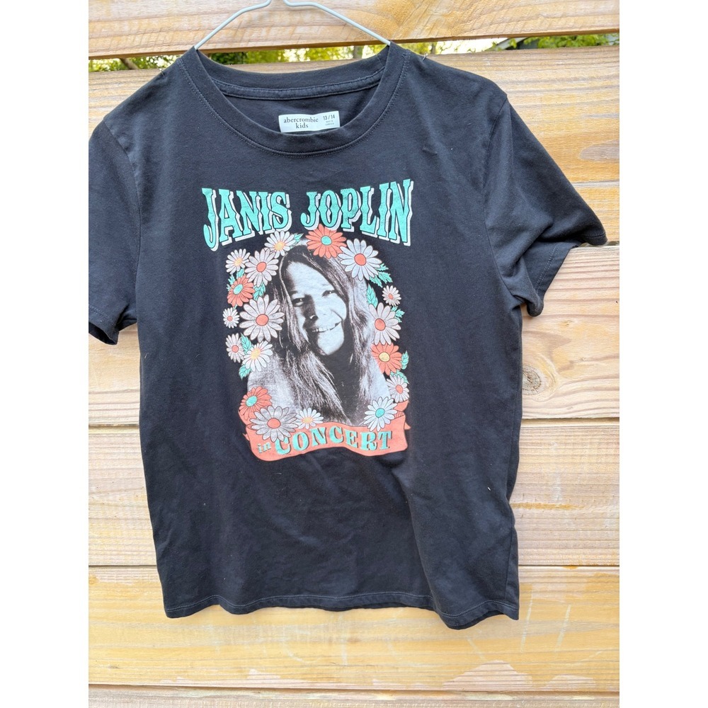 Abercrombie Kids Janis Joplin In Concert Graphic Tee Black Size 13/14  Music